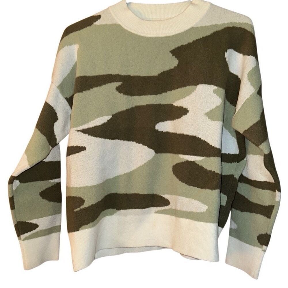 Harper Heritage CamoGreen White  Crew Neck Pullover Sweater Ladies XL